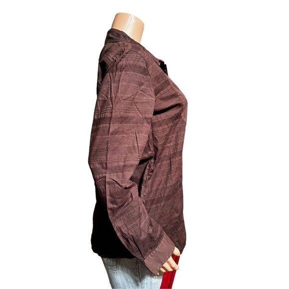 Women long sleeve tuxedo coffee bean button shirt M - Picture 5 of 6